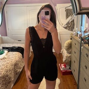 Dynamite Black Lace Trim Jumpsuit